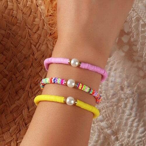 Bohemia Ethnic Style Summer Beach Shell Tassel Bracelets For Women Colored Soft Ceramic Clay Bracelets For Jewelry Gifts