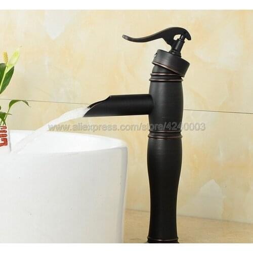 Black Oil Rubbed Bronze Bathroom Faucet Waterfall Faucet Basin Mixer Tap Basin Faucet Bathroom Basin Sink Faucet Khg013