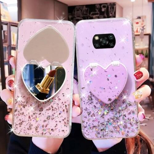 For xiaomi 10T Pro 10T Lite POCO X3 NFC Case Glitter Bling TPU Silicone Case for Redmi Note 9S Note 9 Pro max Holder phone Cover