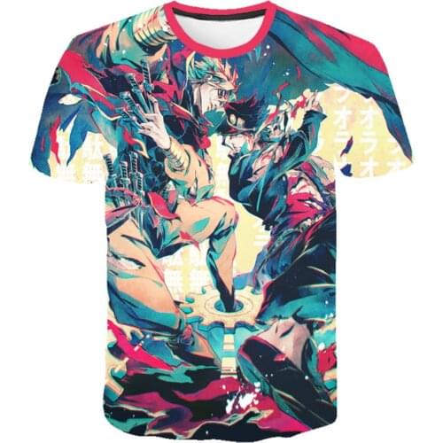 JoJo Bizarre Adventure 3D Printing T-shirt Cool Novelty Tee Tops Funny Streetwear Fashion Casual Loose Hip Hop AnimeT Shirts