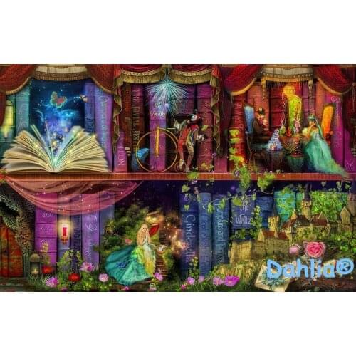 Elf Fairy Bookshelf abstract Handmade Needlework Embroidery DIY Cross Stitch Kits Crafts 14CT Unprinted Home decor wall Arts