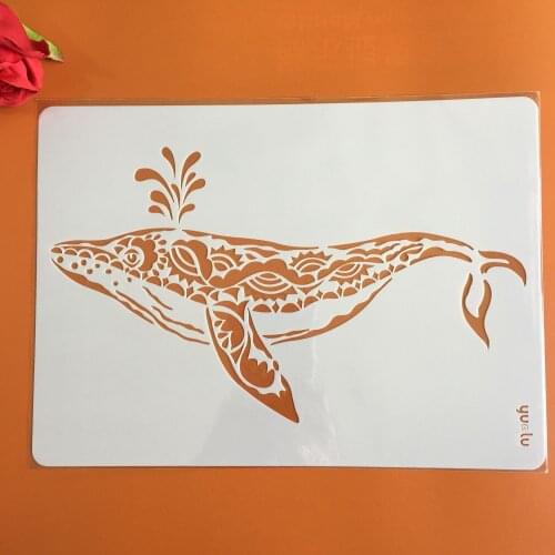 A4 29 * 21cm diy craft whale mold for painting stencils stamped photo album embossed paper card on wood, fabric,wall stencil
