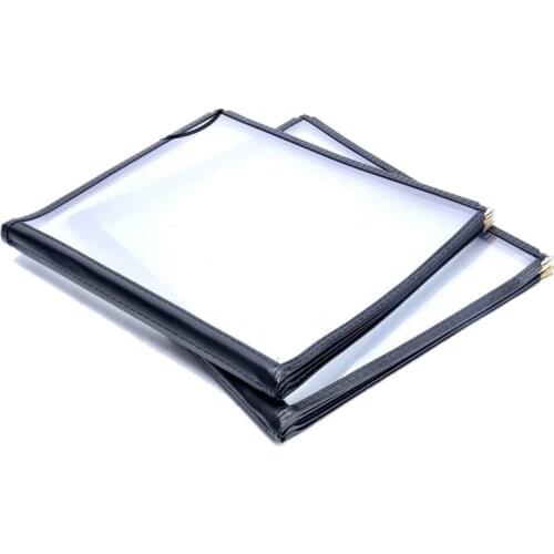 Hot 2Pcs Transparent Restaurant Menu Covers for A4 Size Book Style Cafe Bar 4 Pages 8 View