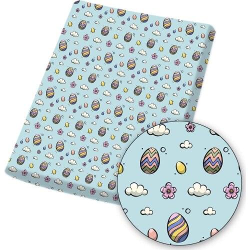Polyester Cotton Fabric Sheet Cloth Fabrics Colorful Egg Cartoon Printed For Easter DIY Dress Craft Sewing Materials 45*145cm/pc