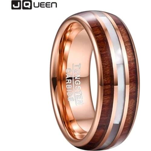 8mm Tungsten Carbide Ring Hawaiian Koa Wood Tungsten Steel Rings Mother of Pearl Shell Wedding Band Comfor Fit Size 7-12