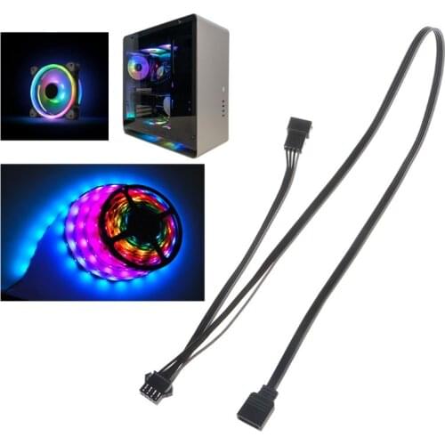 12V 4Pin RGB Connector Cable PC Case Fan LED Strip Extension Cord Wire Adapter for Giga/Microstar/A-sus RGB Motherboard