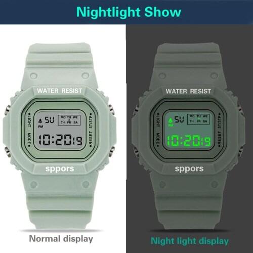 Classic Matcha Green LED Digital Women Watch Fashion Ladies Sports Watches Alarm Electric Female Clock Jelly Student Watch gifts