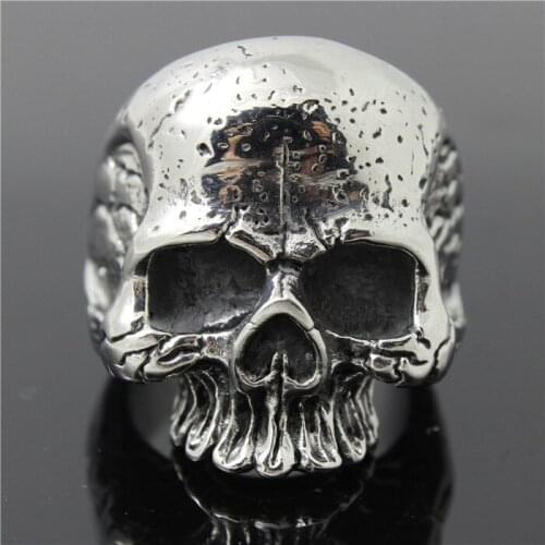 1pc Mens Boy New Cool Design Big Skull Head Punk Style Ring 316L Stainless Steel Hot Selling Ring