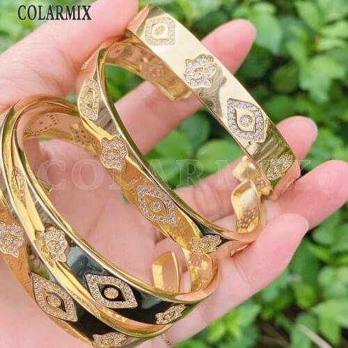 3 Pcs High quality Zircon jewelry bangle Gold color metal bangle Jewelry bangle jewelry Gift women jewelry 51448