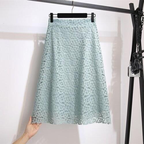 Lace skirt elegant fairy dress 2021 summer new air quality lady fashion medium-length A-word skirt harajuku skirt Lace