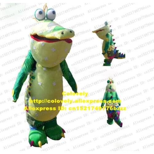 Fancy Colourful Crocodilian Crocodile Cayman Crocilisk Alligator Mascot Costume Big Green Belly Sharp Claws No.4879 Free Sh