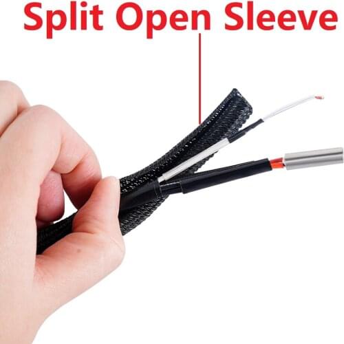 Mega 4M Expandable Braided Cable Sleeve Insulated PET Pipe Hose Wire Wrap Closed Split Open Black for Protection Tightening Wire