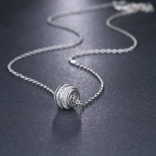 GMGYQ Fashionable Simple Cubic Zirconia Full Half Bead Necklace Silver Female Necklace Hot Jewelry For women