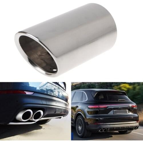 2x Silver Car Stainless Steel Exhaust Tip Muffler Pipe Cover Trim For Audi A4 Q5