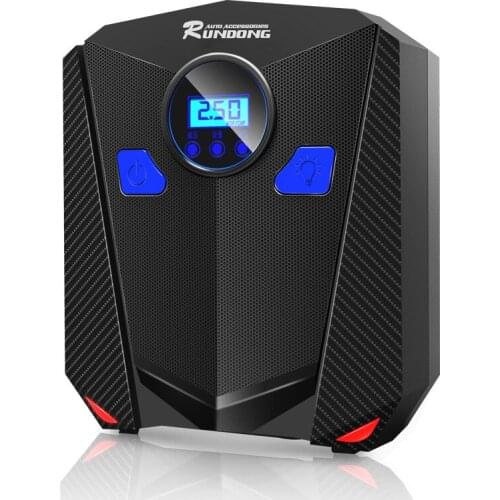 Rundong car inflator pump 12V electric tire pump preset tire pressure R-5501