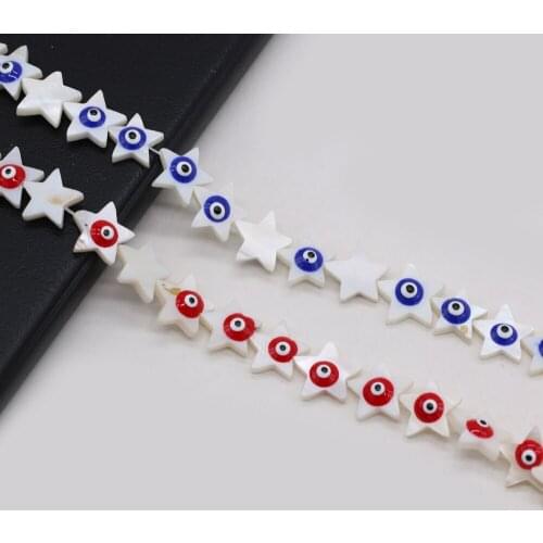 8/10/12/15mmNatural Shells Five-pointed Star Eyes Red Blue Beaded Mother of Pearl ShellDIY Necklace Bracelet Anklet Jewelry Gift