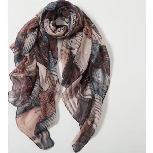 2021 Fashion Newest Geometry Printed Pattern Cotton Voile Scarf Shawls Wraps Hijabs 10pcs/lot