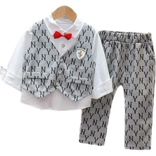 New Spring Autumn Baby Boys Clothes Suit Children Fashion Vest Shirt Pants 3Pcs/Sets Toddler Gentleman Clothing Kids Tracksuits