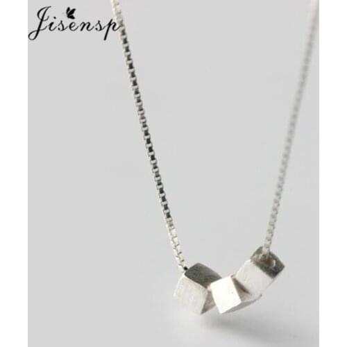 Punk Brushed Cube Pendant Necklaces for Women Elegant Geometric Square Charm Jewelry Necklace Choker Silver Color Collier