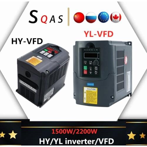 VFD Inverter 1500W/2200W Frequency Converter single phase input 3 phase Output CNC Spindle motor speed Control VFD Converter
