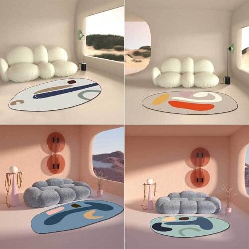 Simple Nordic Morandi Alien Irregular Geometric Face Gray Blue Living Room Bedroom Bedside Carpet Floor Mat