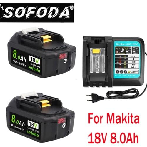 WIth Charger BL1860 Rechargeable Battery 18V 8000mAh Lithium Ion for Makita 18v Battery 8ah BL1840 BL1850 BL1830 BL1860B LXT400