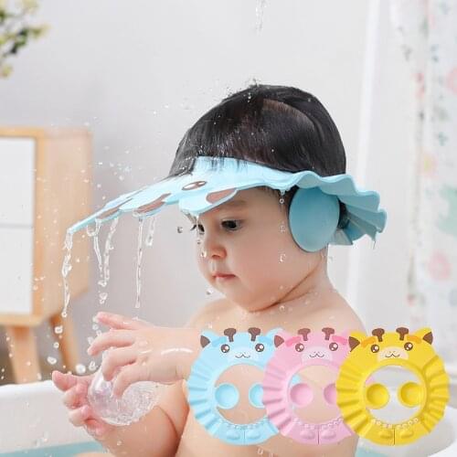 Baby Shampoo Cap Children Adjustable Soft Shower Cap Newborn Infant Ear Protection Shield Bath Head Cover