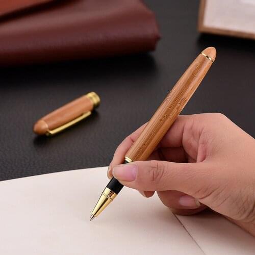 High Quality Bamboo Wood Ballpoint Pens Business Office Sign Pen School Student Writing Rollerball Pen Stationery Supplies 03746