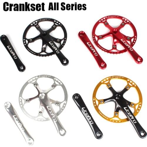 Litepro Bicycle Crankset Integrated Single Chainring Crankset Crank 45T 47T 53T 56T 58T BCD 130mm Folding Bike Bicycle Parts