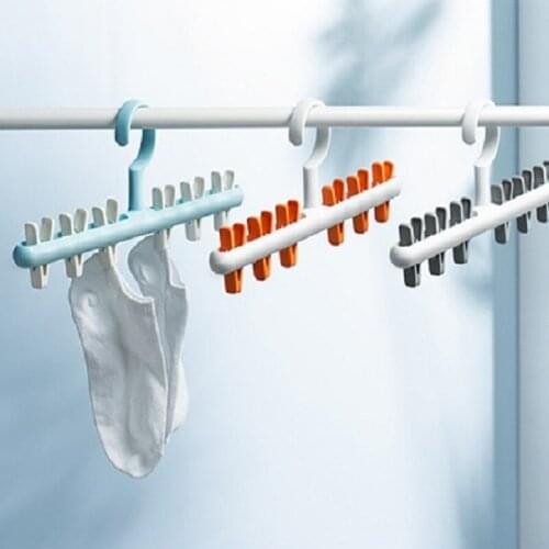 Folding Hanger with Clips Portable Baby Hanger Bathrooms Socks Bras Underwear Non-Slip Plastic Drying Rack Closet Organizer Tool
