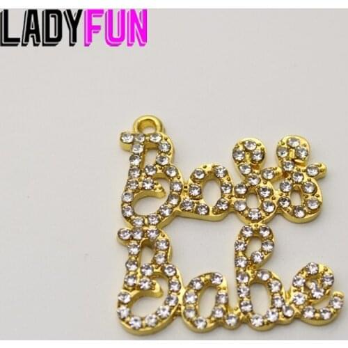 Rhinestone Script Words Boss Babe Charm Alloy Charms High Quality Pendant 20pcs/lot