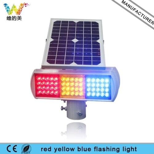 Construction Site Solar Powered Red Amber Blue Safety Warning Flashing Light