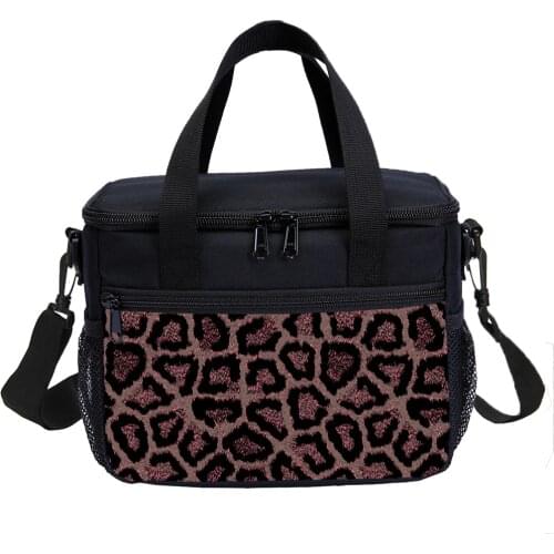 Adults Women Girls Leopard Print Lunch Bag Meal Prep Bag Insulated Cooler Bag Ice Bag Picnic Food Lunch Storage Bag