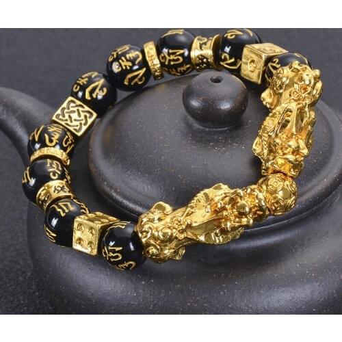 Guardian Feng Shui Obsidian Wealth Bracelet for Men Women Good Luck Charms Bead Bracelets Attract Adjustable Pixiu Bracelet