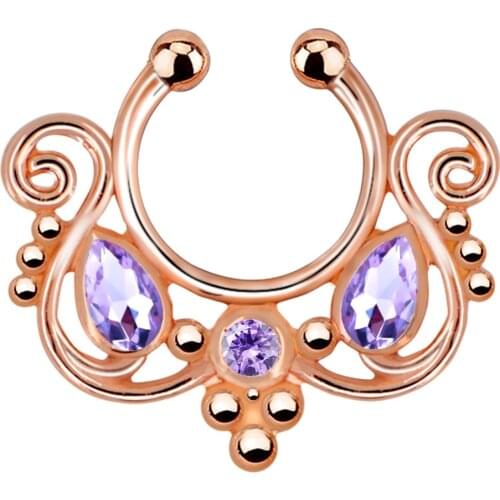 BODY PUNK Fashion Quality Rose Gold Fake Septum Nose Ring Non Piercing Hanger Clik Gold Nose Hoop Stainless Steel 1pcs De Nariz