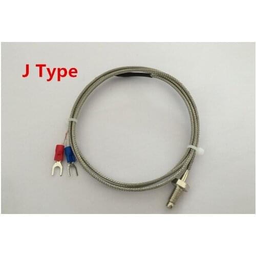 2pcs J type thermocouple 0-750 degree WRNT-01 M6 screw type temperature probe temperature line 1M 2M