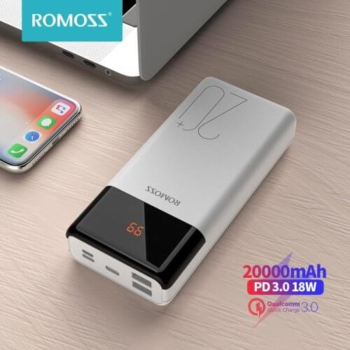 ROMOSS LT20Plus Quick Charger 3.0 Power Bank 20000mAh PD 3.0 18W Powerbank External Battery Poverbank For Xiaomi iPhone Huawei