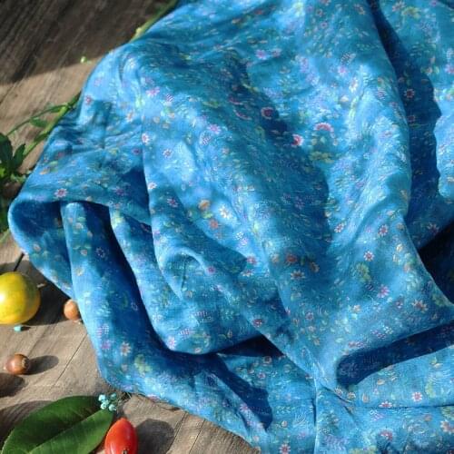 High quality ramie tissu Beautiful Rural floral print patchwork High end dress cheongsam fabric