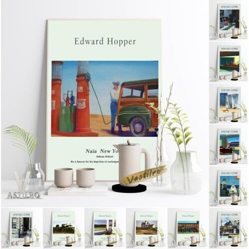 Edward Hopper Exhibition Museum Retro Poster Famous Canvas Painting Nighthawks Wall Art Prints Soir Bleu Vintage Home Room Decor