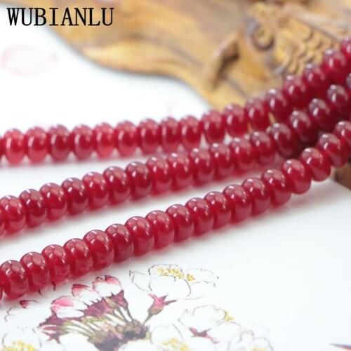 WUBIANLU New 4X6mm Red Rubies Natural Stone Agates Abacus Chalcedony Loose Beads For DIY Jewelry Making Jades Findings Wholesale