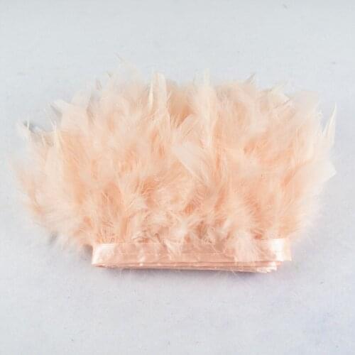 2 yards10-15 cm 4-6 inches dyed leather champagne Turkey feathers stripe trimmed feather trim skirt slim wedding decoration