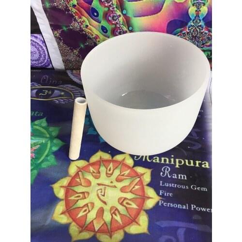 11" perfect pitch F Heart chakras frosted crystal singing bowl F note for sound healing musical therapy and chakras balancing