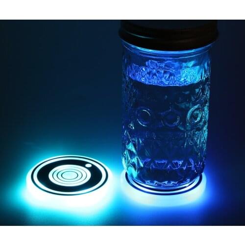 2Pcs LED Cup Pad Car Interior Decoration Supplies Atmosphere Lamp Non-slip Luminous Pad Universal Car Cup Holder RGB Light Mat