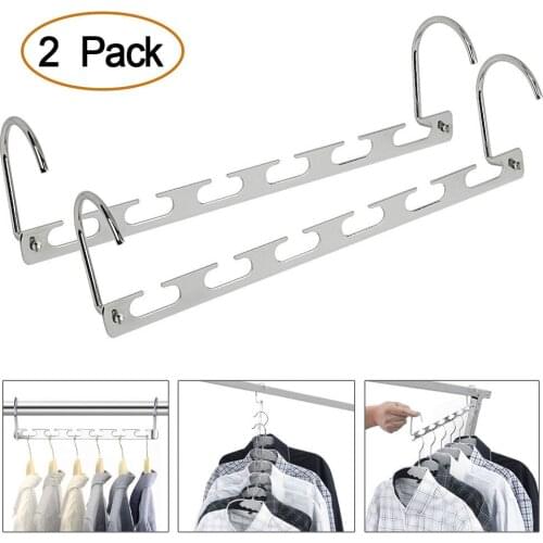 Brand New Durable Household Supplies 2pcs Clothes Hangers Organizer Multi Function Metal Space Saving Closet Magic Hanger Rack