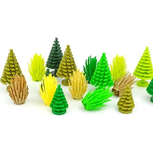 3471 2435 6064 City House Accessories MOC Bricks Plant Tree Pine Prickly Bush 2x2x4 Green Grass Building Bricks Creative Toys