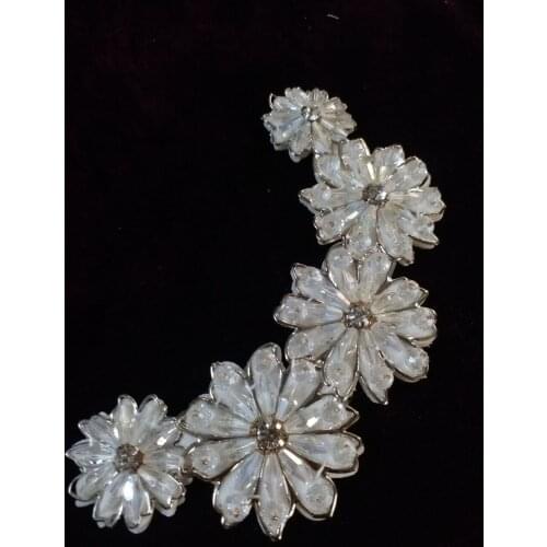 3D Flower Rhinestone beaded collar patches for Clothing Sew on Sequin Applique decorative parches for bags hat coats