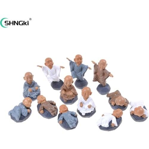 4PCS/Set Chinese Feng Shui Wealth Monks Miniature Bonsai Garden Furniture Resin Craft Figurine Fairy Home Decoration Accessories