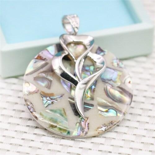 50mm Round Patchwork Flower Natural Abalone Seashells Sea Shells Pearl Pendant Women Decorative Border Jewelry Making Design