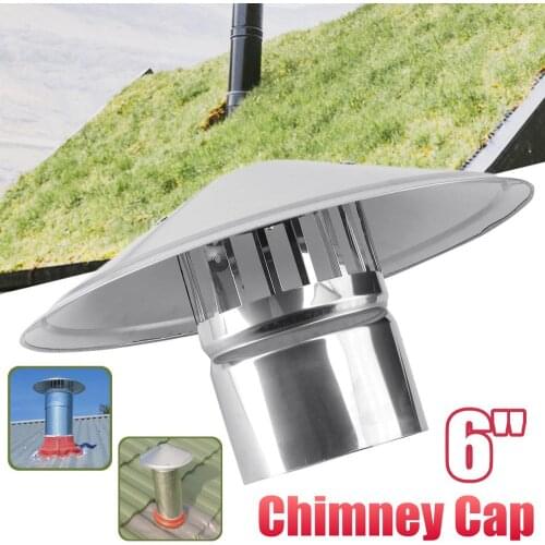 6'' Stove Pipe Chimney Cap Fireplaces Rain Mushroom Shaped Roof Ventilation