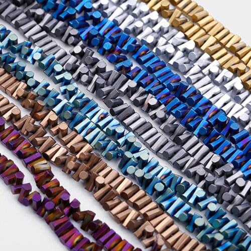 8*8mm Natural Hematite Stone Cylindrical Plated Colorful Loose Beads Women Jewelry Making DIY Bracelet Necklace Accessories 15